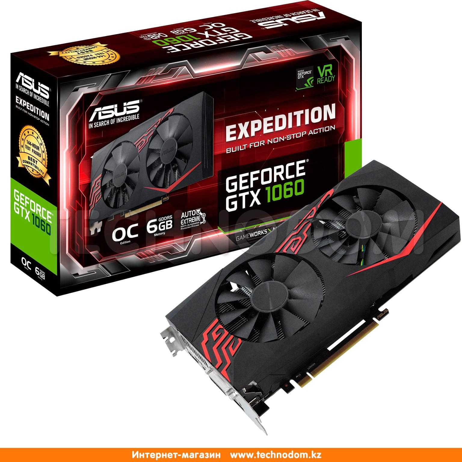 Видеокарта Asus GeForce GTX 1060 6Gb 192bit GDDR5 (EX-GTX1060-6G) - купить  по лучшей цене в Алматы | интернет-магазин Технодом