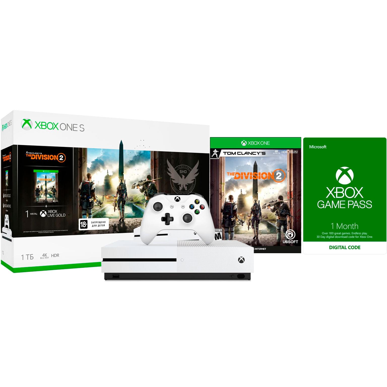 Игровая консоль XBOX One S 1TB + Tom Clancys The Division 2 + подписки Live  и Game Pass на 1 мес - купить по лучшей цене в Алматы | интернет-магазин  Технодом