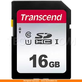 Карта памяти SD 16GB Transcend, TLC, UHS-I, U1, до 95MB/s (TS16GSDC300S) фото