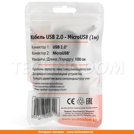 Кабель USB 2.0 - Micro USB (Reverse), TD Basics, 1м, Silver (TB-C1004) фото