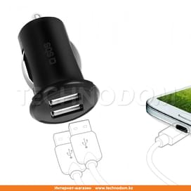 Автомобильное зарядное устройство 2*USB 2.4A 12/24V, SBS, Black (TE0APU022) фото
