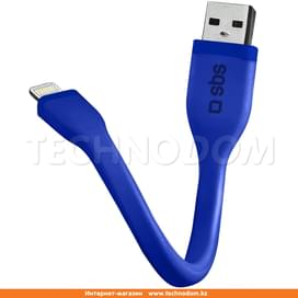 Кабель USB 2.0 - Lightning, SBS, 12см, Синий (TECABLELIGSHFLATB) фото