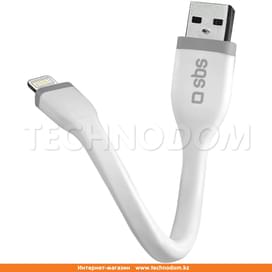 SBS, USB кабелі 2.0 - Lightning, 12см, Ақ (TECABLELIGSHFLATW) фото