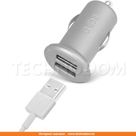 Автомобильное зарядное устройство 2*USB 2.4A, SBS, Silver (TECAR2USB2AS) фото