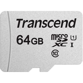 Карта памяти MicroSD 64GB Transcend, TLC, UHS-I, U1, до 60MB/s + SD Adapter (TS64GUSD300S-A) фото