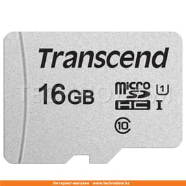 Карта памяти MicroSD 16GB Transcend, TLC, UHS-I, U1, до 60MB/s + SD Adapter (TS16GUSD300S-A) фото