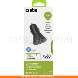 Автомобильное зарядное устройство 2*USB, 3.1A, Fast Charge, SBS, Черный (TECR2USB31AFAST) фото