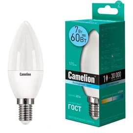 Светодиодная лампа Camelion 7W (60W) 4500K 560lm E14 ND Холодный фото