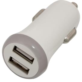 Автокөлікте 2*USB зарядтау құрылғысы, 2A, AVA, Ақ (AV-CHC001), Ақ фото