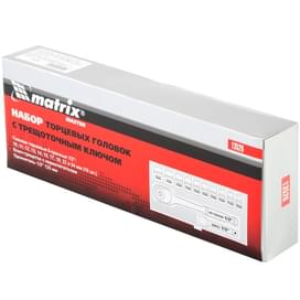 Набор торцевых головок Matrix 12 предметов 1/2", головки 10 - 24 мм, с трещот. ключом (13526M) фото