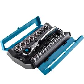 Набор торцевых головок Gross 41 предмет CrV 1/2", 1/4" трещотка 120 зубьев (14143M) фото