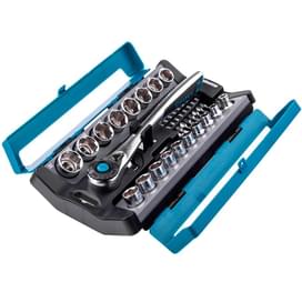 Набор торцевых головок Gross 36 предметов CrV 1/2", 3/8”трещотка 120 зубьев (14145M) фото