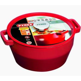 Кастрюля с крышкой чугун 24см красная Pyrex SC5AC24 фото