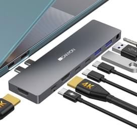 Мультипортовая док-станция Сanyon, 8-в-1 Thunderbolt 3 PD (100W), Черно-серый (CNS-TDS08DG) фото