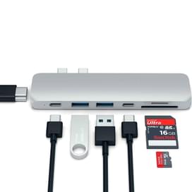 Macbook Pro арналған Satechi USB-хабы, HDMI, Thunderbolt 3, Type-C PD (87W), 2*USB 3.0, Күміс түсті (ST-CMBPS) фото