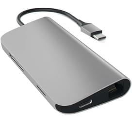 Мультипортовая док-станция Satechi, 8-в-1, Type-C, 4K HDMI, 3*USB, Ethernet RJ-45, Серый (ST-TCMAM) фото
