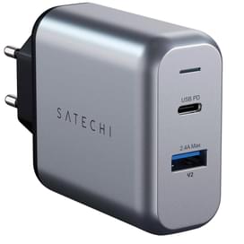 Сетевое зарядное устройство 1*USB 2.4A, 1*USB Type-C 3A PD (18W), Satechi, Серый (ST-MCCAM-EU) фото