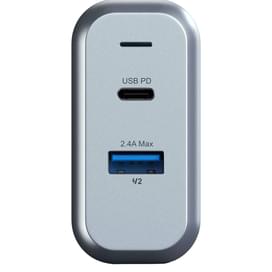 Сетевое зарядное устройство 1*USB 2.4A, 1*USB Type-C 3A PD (18W), Satechi, Серый (ST-MCCAM-EU) фото