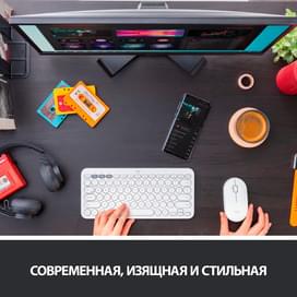 Сымсыз тінтуір USB/BT Logitech Pebble M350, White фото