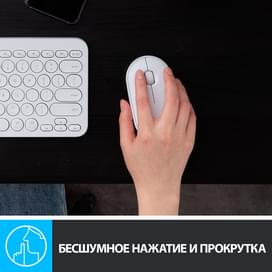Сымсыз тінтуір USB/BT Logitech Pebble M350, White фото