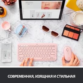 Сымсыз тінтуір USB/BT Logitech Pebble M350, Rose фото