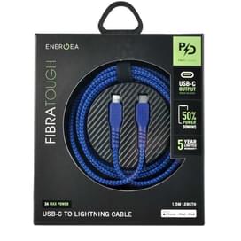 Кабель Type-C - Lightning (MFi) FIBRATOUGH, 3A (60Вт), Energеa, 1.5м, Синий (CBL-FTCL-BLU150) фото