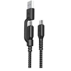 Кабель USB 2.0 - 2-в-1 FIBRATOUGH, 5A, Energеa, 1.5м, Черный (CBL-FTCCA-BLK150) фото