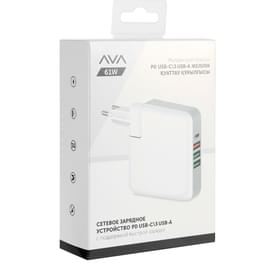 Ava Желілік қуаттау құрылғысы 3*USB, 1*USB Type-C 3A, 61W (PD), Ақ (AV-PD-001) фото