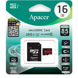 Карта памяти MicroSD 16GB Apacer, UHS-I 85MB/s, Class 10 + SD Adapter (AP16GMCSH10U5-R) фото