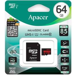 Карта памяти MicroSD 64GB Apacer, UHS-I 85MB/s, Class 10 + SD Adapter (AP64GMCSX10U5-R) фото