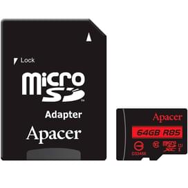 Карта памяти MicroSD 64GB Apacer, UHS-I 85MB/s, Class 10 + SD Adapter (AP64GMCSX10U5-R) фото