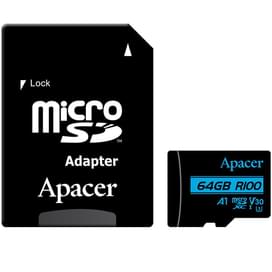 Карта памяти MicroSD 64GB Apacer, UHS-I 100MB/s, Class 10 + SD Adapter (AP64GMCSX10U7-R) фото