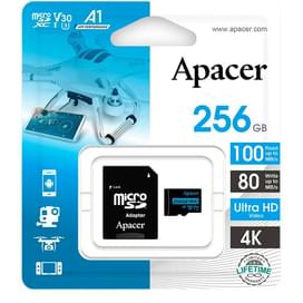 Карта памяти MicroSD 256GB Apacer, UHS-I 100MB/s, Class 10 + SD Adapter (AP256GMCSX10U7-R) фото