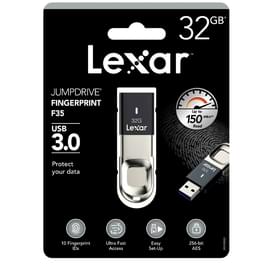 USB 32GB Lexar Fingerprint F35 флэш-жинақтауышы, 3.0, Silver (LJDF35-32GBBK) фото