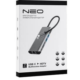 Адаптер NEO Type-C - 1*Type-C PD (87W), 1*HDMI, 2*USB 3.0, 7-in-1, Silver (NW-TH-007) фото