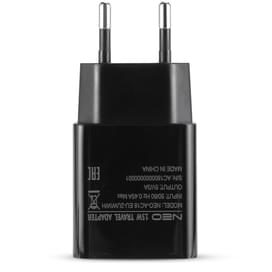 Адаптер питания Neo 2*USB, 3A, 15W, Black (AC-18-EU-2UW-WH) фото