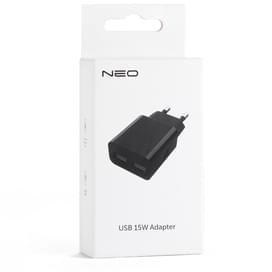 Адаптер питания Neo 2*USB, 3A, 15W, Black (AC-18-EU-2UW-WH) фото