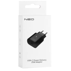 Адаптер питания Neo, 1*Type-C 25Вт, Power Delivery, Black (AC-25-EU-UW-BK) фото
