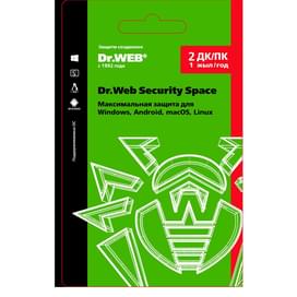 Dr.Web Security Space, 2 устройства на  1 год (LHW-BK-12M-2-A3) (ESD) фото