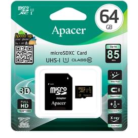 MicroSD 64GB Apacer Class 10 жад картасы + SD адаптері (AP64GMCSX10U1-R) фото