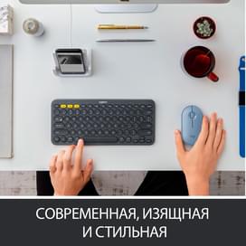 Мышка беспроводная USB/BT Logitech Pebble M350, Blue/Grey (910-005719) фото