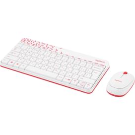 Клавиатура + Мышка беспроводные USB Logitech MK240 Nano White/Red (920-008212) фото