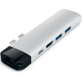 Macbook арналған Type-C Dual шоғырлағышы, 1*Type-C PD (87W),1*HDMI,2*USB3.0, Satechi, Күміс (ST-TCPHES фото