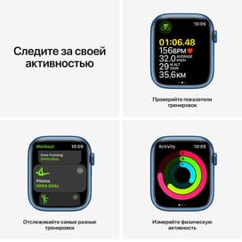 Смарт-часы Apple Watch Series 7 GPS, 45mm Blue Aluminium Case with Abyss Blue Sport Band фото