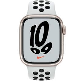Смарт-часы Apple Watch Nike Series 7 GPS, 41mm Starlight Aluminium Case with Pure Platinum Nike Band фото