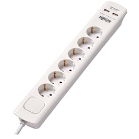 Сетевой фильтр TrippLite 6Schuko, 2x2.1USB-A 16А, 1,8м, Surge Protector White (TLP6G18USB) фото