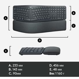Клавиатура беспроводная USB/BT Logitech ERGO K860, Graphite (920-010110) фото
