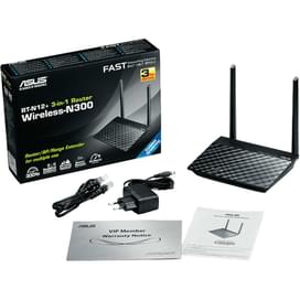 Беспроводной маршрутизатор, ASUS RT-N12 Plus, 4 порта + Wi-Fi, 300 Mbps (90IG01N0-BM3010) фото