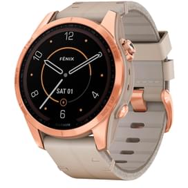Смарт-часы Garmin Fenix 7S Sapphire Solar, Gold Titanium w/Limestone Leather Band фото