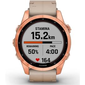 Смарт-часы Garmin Fenix 7S Sapphire Solar, Gold Titanium w/Limestone Leather Band фото